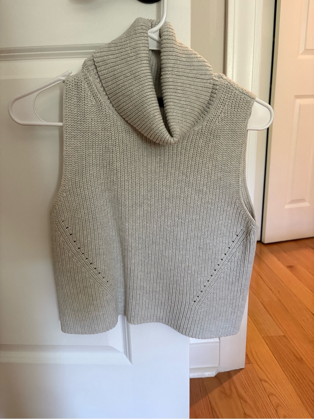 French Connection Cream Sleeveless Cowl Neck Knit Sweater